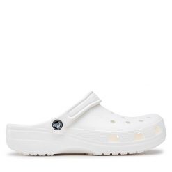 Klapki Crocs. Białe klapki Crocs, bez wzorów, bez obcasa, bez zapięcia. Za 239.99 zł.