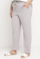 Jasnoszare Spodnie Regular Wiązane w Pasie w stylu Paperbag Tamburia. Szare jeansy Born2be, uniwersalny, bez wzorów, z jeansu, z podwyższonym stanem. Za 79.99 zł.