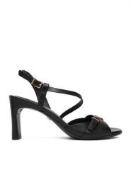GINO ROSSI Sandały EO-GL15-986-1 Czarny. Czarne sandały Gino Rossi, bez wzorów, ze skóry, bez obcasa, na słupku, bez zapięcia. Za 379.99 zł.