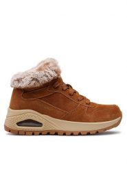 Skechers Trzewiki Uno Wintriness 167433/CSNT Brązowy. Brązowe botki Skechers, bez wzorów, ze skóry, bez obcasa, na płaskiej podeszwie, bez zapięcia. Za 319.99 zł.