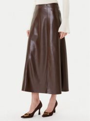 Simona Corsellini Spódnica z imitacji skóry A25CPGO00701 Brązowy Regular Fit. Brązowe spódnice SIMONA CORSELLINI, bez wzorów, ze skóry. Za 589.99 zł.