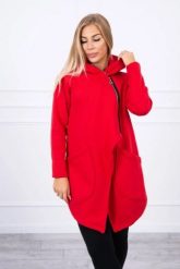 Bluza ocieplana z asymetrycznym suwakiem czerwona. Czerwone bluzy KESI, l, bez wzorów, z bawełny, bez kaptura. Za 238.37 zł.