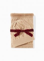 Szal komin + czapka (2 części). Brązowe szaliki i kominy bonprix, bez wzorów, z dzianiny, wizytowe. Za 109.99 zł.