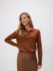 Sweter z wełną - brązowy. Brązowe swetry Reserved, l, bez wzorów, z dzianiny, bez ramiączek. Za 109.99 zł.