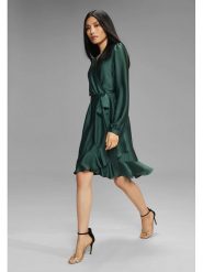 SWING Sukienka w kolorze zielonym rozmiar: 46. Zielone sukienki Swing, bez wzorów, z tkaniny, z asymetrycznym kołnierzem, bez ramiączek, midi, asymetryczne. Za 223.46 zł.