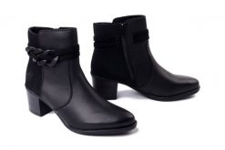 RIEKER Y2066-00 black, botki damskie. Czarne botki Rieker, bez wzorów, bez obcasa, na obcasie, bez zapięcia. Za 259.94 zł.