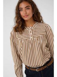 CULTURE Bluzka w kolorze karmelowo-białym rozmiar: XS. Brązowe bluzki Culture, xs, bez wzorów, bez kołnierzyka, bez ramiączek. Za 130.99 zł.