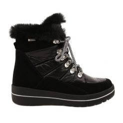 Czarne Śniegowce Waterproof Caprice 26240-29 019. Czarne śniegowce bez wzorów, z futra, bez zapięcia. Za 138.57 zł.