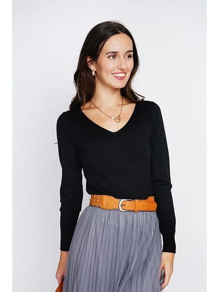 ASSUILI Sweter w kolorze czarnym rozmiar: 36. Czarne swetry Assuili, bez wzorów, z kaszmiru, klasyczne, bez ramiączek. Za 145.26 zł.