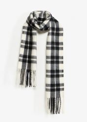 Szal XXL w kratę. Czarne szaliki i kominy bonprix, bez wzorów. Za 64.99 zł.