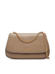 Calvin Klein Torebka Ck Convertible Chain Medium Bag LV04F3171G Beżowy. Brązowe kopertówki Calvin Klein, bez wzorów, ze skóry, wizytowe, bez dodatków. Za 649.99 zł.