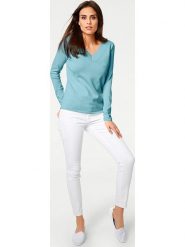 Heine Sweter w kolorze turkusowym rozmiar: 34. Niebieskie swetry Heine, bez wzorów, z bawełny, bez ramiączek. Za 69.99 zł.