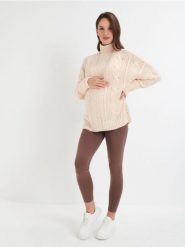 Kardigan z ozdobnym splotem - kremowy. Białe swetry Sinsay, l, bez wzorów, ze splotem, bez ramiączek. Za 79.99 zł.