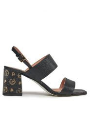 Pollini Sandały SA16106C1ITDP000 Czarny. Czarne sandały Pollini, bez wzorów, ze skóry, bez obcasa, na słupku, bez zapięcia. Za 1,199.00 zł.