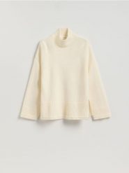 Wełniany sweter z golfem - złamana biel. Swetry Reserved, l, bez wzorów, z wełny, bez ramiączek. Za 329.99 zł.