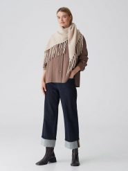 OPUS Szal "Awaro" w kolorze beżowym - 144 x 80 cm rozmiar: onesize. Brązowe szaliki i kominy Opus, bez wzorów, ze skóry. Za 100.52 zł.