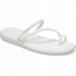 Klapki Dla Dorosłych Crocs Miami Toe Loop. Białe klapki Crocs, bez wzorów, z materiału, bez obcasa, bez zapięcia. Za 199.99 zł.