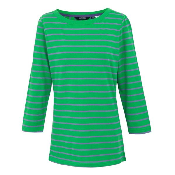 T-shirt Damski W Paski Baylette II. Zielone t-shirty Regatta, xs, bez wzorów, casualowe, bez kołnierzyka, bez ramiączek. Za 54.99 zł.