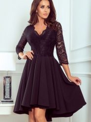 Sukienka Model Nicolle 210-10 Black - Numoco. Czarne sukienki NUMOCO, l, bez wzorów, z koronki, z asymetrycznym kołnierzem, bez ramiączek, asymetryczne. Za 356.58 zł.