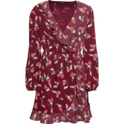 Sukienka z falbanami i nadrukiem bonprix magenta w kwiaty. Sukienki marki bonprix. Za 89.99 zł.