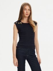 Guess Bluzka W5YR12 Z0130 Granatowy Regular Fit. Niebieskie bluzki Guess, l, z aplikacjami, z syntetyku, bez kołnierzyka, bez ramiączek. Za 279.99 zł.