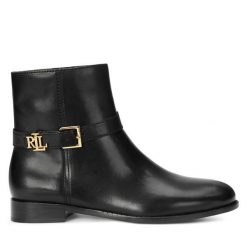 Botki LAUREN RALPH LAUREN. Czarne botki Lauren Ralph Lauren, bez wzorów, bez obcasa, na płaskiej podeszwie, bez zapięcia. Za 519.99 zł.