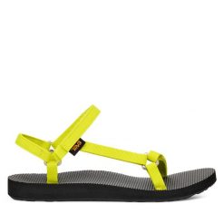 Sandały Teva. Żółte sandały Teva, bez wzorów, bez obcasa, na płaskiej podeszwie, bez zapięcia. Za 299.99 zł.