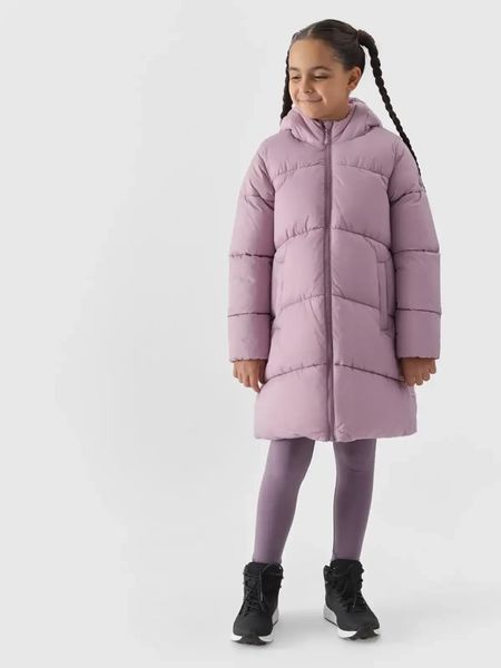 4F Płaszcz pikowany w kolorze fioletowym rozmiar: 146. Różowe płaszcze 4f, bez wzorów, bez kaptura. Za 135.81 zł.