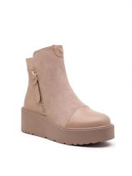 Foreverfolie Botki w kolorze beżowym na koturnie rozmiar: 41. Brązowe botki Foreverfolie, bez wzorów, eleganckie, bez obcasa, na koturnie, bez zapięcia. Za 190.06 zł.