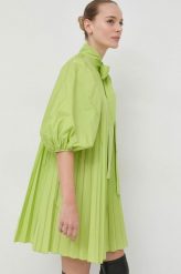 Red Valentino sukienka kolor zielony mini rozkloszowana. Zielone sukienki Red Valentino, bez wzorów, z tkaniny, bez kołnierzyka, bez ramiączek, mini, plisowane. W wyprzedaży za 2,169.90 zł.