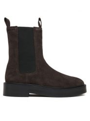 Calvin Klein Sztyblety YW0YW01969 Brązowy. Brązowe botki Calvin Klein, bez wzorów, ze skóry, bez obcasa, na płaskiej podeszwie, bez zapięcia. Za 759.99 zł.