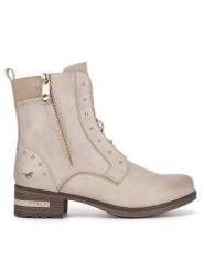 Mustang Botki 1229-522 Beżowy. Brązowe botki Mustang, bez wzorów, bez obcasa, na płaskiej podeszwie, bez zapięcia. Za 258.99 zł.