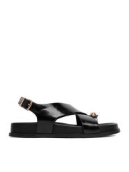 MEXX Sandały EO-W24Q18459-2 Czarny. Czarne sandały Mexx, bez wzorów, ze skóry, bez obcasa, na płaskiej podeszwie, bez zapięcia. Za 299.99 zł.