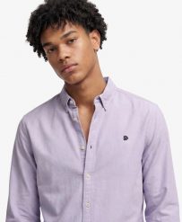 Superdry Preppy Oxford koszula z długim rękawem z bawełny organicznej - Light. Fioletowe koszule Superdry, l, bez wzorów, z bawełny, bez kołnierzyka, bez ramiączek. Za 319.40 zł.
