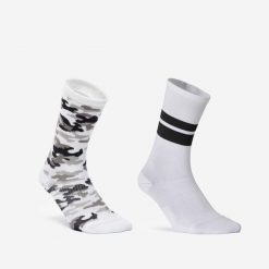 Skarpetki fitness Domyos wysokie. Białe skarpetki DOMYOS, bez wzorów, z dzianiny. Za 20.99 zł.