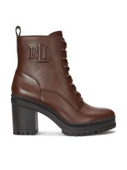 LAUREN RALPH LAUREN Botki 802937826002 Brązowy. Brązowe botki Lauren Ralph Lauren, bez wzorów, ze skóry, bez obcasa, na słupku, bez zapięcia. Za 829.99 zł.