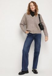 Niebieskie Jeansy o Szerokim Kroju z Bawełną Tessale. Niebieskie jeansy Born2be, bez wzorów, z bawełny, eleganckie. Za 109.99 zł.