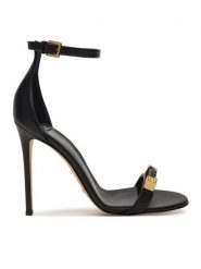 Elisabetta Franchi Sandały SA12L61E2 Czarny. Czarne sandały Elisabetta Franchi, bez wzorów, ze skóry, bez obcasa, na szpilce, bez zapięcia. Za 2,729.00 zł.