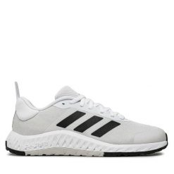 Buty na siłownię adidas. Białe buty treningowe adidas, bez wzorów, bez zapięcia, na fitness i siłownię. Za 389.99 zł.
