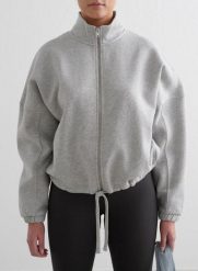 Damska bluza na zamek, stójka, mieszanka bawełny Campus Sweat szary melanż. Szare bluzy AIM'N, l, bez wzorów, z bawełny, bez ramiączek, bez kaptura. Za 381.00 zł.