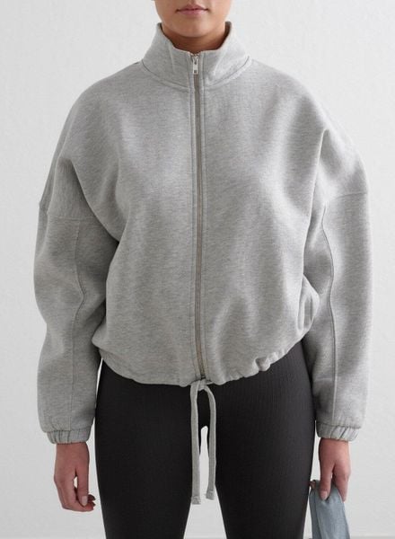 Damska bluza na zamek, stójka, mieszanka bawełny Campus Sweat szary melanż. Szare bluzy AIM'N, l, bez wzorów, z bawełny, bez kaptura, na fitness i siłownię. Za 391.00 zł.