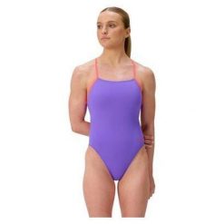Strój kąpielowy damski Speedo Fl Solid Tie Back Af. Niebieskie stroje jednoczęściowe Speedo, bez wzorów, z materiału, sportowe. Za 169.99 zł.