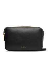 Calvin Klein Torebka Foil Logo Elongated Camera Bag LV04F3276G Czarny. Czarne listonoszki Calvin Klein, bez wzorów, ze skóry, bez dodatków. Za 299.99 zł.