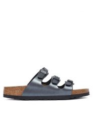 Birkenstock Klapki Florida 1033035 Czarny. Czarne klapki Birkenstock, bez wzorów, z syntetyku, bez obcasa, bez zapięcia. Za 399.99 zł.
