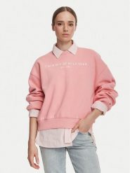 Tommy Hilfiger Bluza WW0WW47831 Różowy Regular Fit. Czerwone bluzy Tommy Hilfiger, m, bez wzorów, z bawełny, bez ramiączek, bez kaptura. Za 409.99 zł.
