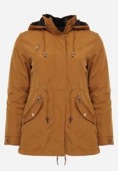 Brązowo-Czarna Przejściowa Kurtka Dwustronna Parka z Pikowaniem i Kapturem Tidare. Brązowe kurtki Born2be, l, bez wzorów, z jeansu, sportowe. Za 109.99 zł.
