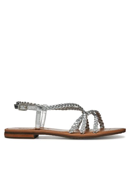 Geox Sandały D Sozy S D55LXD 000KY C1007 Srebrny. Szare sandały Geox, bez wzorów, ze skóry, bez obcasa, na płaskiej podeszwie, bez zapięcia. Za 399.99 zł.