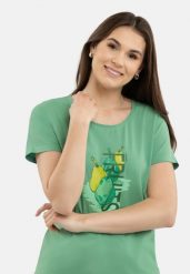 T-shirt z nadrukiem T-PEAR. Zielone t-shirty Volcano, xxl, bez wzorów, klasyczne, bez kołnierzyka, bez ramiączek. Za 54.99 zł.