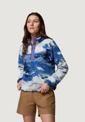 Damska krótka bluza Columbia Helvetia™ II z nadrukiem, rozpinana na zatrzaski. Fioletowe bluzy z kapturem Columbia, xs, bez wzorów, z polaru, z kapturem, trekkingowe. Za 360.20 zł.