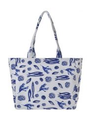 BLE Shopper bag w kolorze biało-niebieskim - 42 x 35 x 20 cm rozmiar: onesize. Białe shopper bag BLE, bez wzorów, z materiału, na ramię, bez dodatków. Za 55.95 zł.